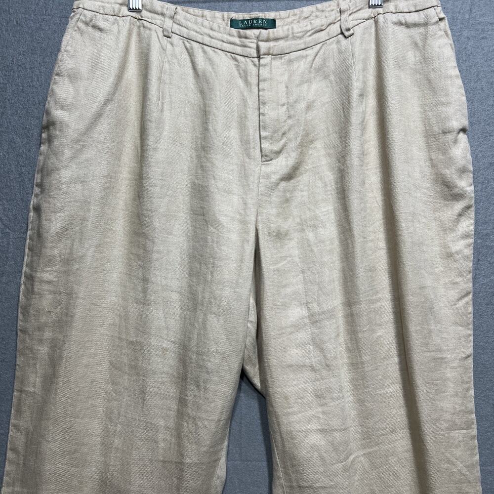 Lauren Ralph Lauren 100% Linen Dress Pants Beige Womens Size 18WP (READ) - Picture 6 of 13